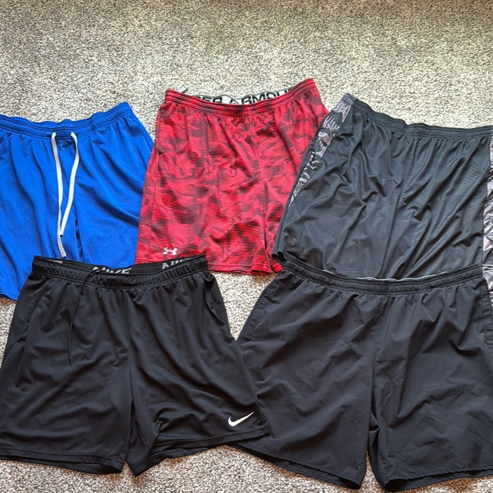 Under Armour Red and NIKE Athletic Shorts